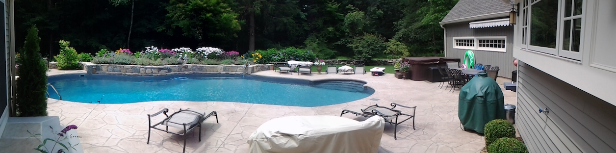 Swimming pool and stamped concrete project example 152